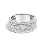.925 Sterling Silver 2.0 Cttw Lab Grown Diamond Three-Row Pavé Band Ring-0 thumbnail 1