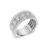.925 Sterling Silver 2.0 Cttw Lab Grown Diamond Three-Row Pavé Band Ring-3 thumbnail 4