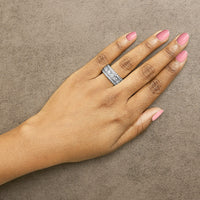 .925 Sterling Silver 2.0 Cttw Lab Grown Diamond Three-Row Pavé Band Ring