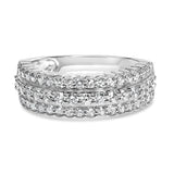 .925 Sterling Silver 1.0 cttw Lab Grown Diamond 3 Row Band Ring (F-G Color, VS1-VS2 Clarity)-0 thumbnail 1