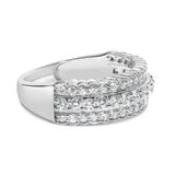 .925 Sterling Silver 1.0 cttw Lab Grown Diamond 3 Row Band Ring (F-G Color, VS1-VS2 Clarity)-1 thumbnail 2