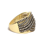 10K Yellow Gold Plated .925 Sterling Silver 1.0 cttw Champagne Diamond Crossover Ring-1 thumbnail 2