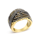 10K Yellow Gold Plated .925 Sterling Silver 1.0 cttw Champagne Diamond Crossover Ring-3 thumbnail 4