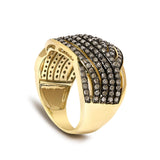 10K Yellow Gold Plated .925 Sterling Silver 1.0 cttw Champagne Diamond Crossover Ring-4 thumbnail 5