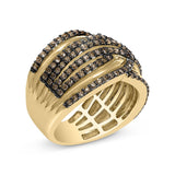 10K Yellow Gold Plated .925 Sterling Silver 1.0 Cttw Champagne Diamond Multi Row Cross Over Band Ring-3 thumbnail 4