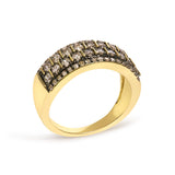 10K Yellow Gold Plated .925 Sterling Silver 3/4 cttw Champagne Diamond Band Ring-3 thumbnail 4