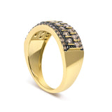 10K Yellow Gold Plated .925 Sterling Silver 3/4 cttw Champagne Diamond Band Ring-4 thumbnail 5