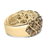10K Yellow Gold Plated .925 Sterling Silver 3.0 Cttw Champagne Diamond Multi Lattice Band Ring-1 thumbnail 2