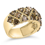 10K Yellow Gold Plated .925 Sterling Silver 3.0 Cttw Champagne Diamond Multi Lattice Band Ring-3 thumbnail 4