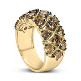 10K Yellow Gold Plated .925 Sterling Silver 3.0 Cttw Champagne Diamond Multi Lattice Band Ring-4 thumbnail 5