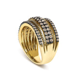 10K Yellow Gold Plated Sterling Silver 1.00 Cttw Champagne Diamond Multi Layer Band Ring-4 thumbnail 5