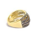 10K Yellow Gold Plated .925 Sterling Silver 1.0 cttw Champagne Diamond Highway Ring-1 thumbnail 2