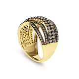 10K Yellow Gold Plated .925 Sterling Silver 1.0 cttw Champagne Diamond Highway Ring-4 thumbnail 5