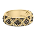 10K yellow gold ring with champagne diamonds in a geometric flush setting