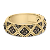 10K yellow gold ring with champagne diamonds in a geometric flush setting thumbnail 1