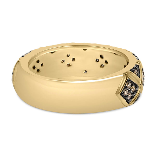 10K Yellow Gold Plated .925 Sterling Silver 3/8 Cttw Champagne Diamond Geometric Style Band Ring