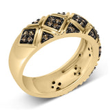 10K Yellow Gold Plated .925 Sterling Silver 3/8 Cttw Champagne Diamond Geometric Style Band Ring-3 thumbnail 4