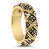 10K Yellow Gold Plated .925 Sterling Silver 3/8 Cttw Champagne Diamond Geometric Style Band Ring-4 thumbnail 5