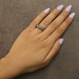 10K Yellow Gold Plated .925 Sterling Silver 3/8 Cttw Champagne Diamond Geometric Style Band Ring-2 thumbnail 3