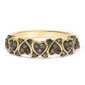 10K yellow gold ring with a row of round natural diamond stones