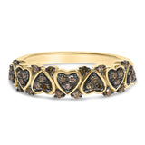 10K yellow gold ring with a row of round natural diamond stones thumbnail 1