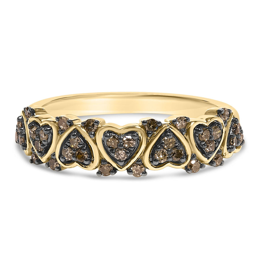 10K Yellow Gold Plated .925 Sterling Silver 1/3 cttw Natural Diamond Band Ring