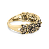10K Yellow Gold Plated .925 Sterling Silver 3/8 Cttw Champagne Diamond Lattice Work Band Ring-1 thumbnail 2