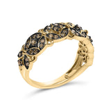 10K Yellow Gold Plated .925 Sterling Silver 3/8 Cttw Champagne Diamond Lattice Work Band Ring-3 thumbnail 4