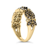 10K Yellow Gold Plated .925 Sterling Silver 3/8 Cttw Champagne Diamond Lattice Work Band Ring-4 thumbnail 5