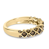 10K Yellow Gold Plated .925 Sterling Silver 1/4 Cttw Champagne Diamond Geometric Band Ring-1 thumbnail 2