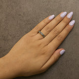 10K Yellow Gold Plated .925 Sterling Silver 1/4 Cttw Champagne Diamond Geometric Band Ring-2 thumbnail 3
