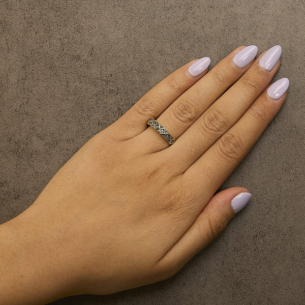 10K Yellow Gold Plated .925 Sterling Silver 1/4 Cttw Champagne Diamond Geometric Band Ring