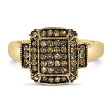 10K yellow gold ring with champagne diamonds in a stepped band setting thumbnail 1