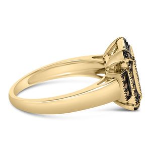 10K Yellow Gold Plated .925 Sterling Silver 1/2 Cttw Champagne Diamond Step Up Ring-1