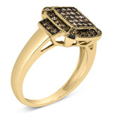 10K Yellow Gold Plated .925 Sterling Silver 1/2 Cttw Champagne Diamond Step Up Ring-3 thumbnail 4