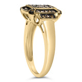 10K Yellow Gold Plated .925 Sterling Silver 1/2 Cttw Champagne Diamond Step Up Ring-4 thumbnail 5