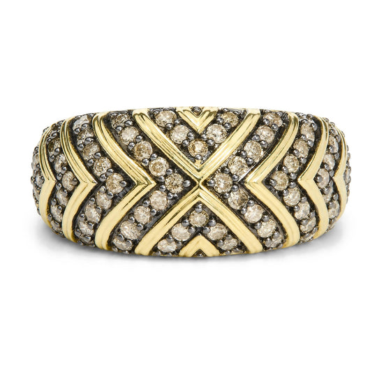 10K Yellow Gold Plated .925 Sterling Silver 3/4 Cttw Diamond Geometric Ring