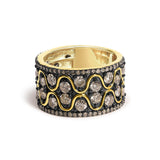 10K Yellow Gold Plated Sterling Silver 2-1/2 Cttw Champagne Diamond Wavy Band Ring-0 thumbnail 1