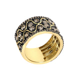 10K Yellow Gold Plated Sterling Silver 2-1/2 Cttw Champagne Diamond Wavy Band Ring-3 thumbnail 4