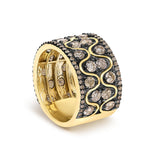 10K Yellow Gold Plated Sterling Silver 2-1/2 Cttw Champagne Diamond Wavy Band Ring-4 thumbnail 5