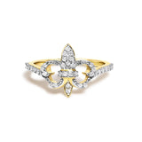 14K Yellow Gold Plated .925 Sterling Silver 1/4 Cttw Diamond Fleur-de-Lis Ring-0 thumbnail 1