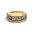 10K Yellow Gold Plated Sterling Silver 1 1/2 Cttw Brown Diamond Scalloped Band Ring-0
