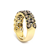 10K Yellow Gold Plated Sterling Silver 1 1/2 Cttw Brown Diamond Scalloped Band Ring-4 thumbnail 5