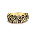 10K Yellow Gold Plated Sterling Silver 1.0 Cttw Brown Diamond Scalloped Motif Band Ring-0