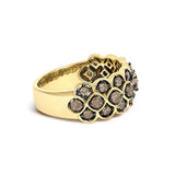 10K Yellow Gold Plated Sterling Silver 1.0 Cttw Brown Diamond Scalloped Motif Band Ring-1 thumbnail 2