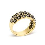10K Yellow Gold Plated Sterling Silver 1.0 Cttw Brown Diamond Scalloped Motif Band Ring-3 thumbnail 4