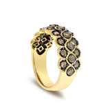 10K Yellow Gold Plated Sterling Silver 1.0 Cttw Brown Diamond Scalloped Motif Band Ring-4 thumbnail 5