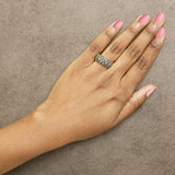 10K Yellow Gold Plated Sterling Silver 1.0 Cttw Brown Diamond Scalloped Motif Band Ring-2 thumbnail 3
