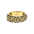 10K Yellow Gold Plated Sterling Silver 1/2 Cttw Champagne Diamond Star Motif Band Ring-0