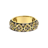 10K Yellow Gold Plated Sterling Silver 1/2 Cttw Champagne Diamond Star Motif Band Ring-0 thumbnail 1